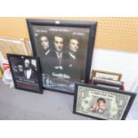 THREE REPRODUCTION FILM POSTERS, ?GOODFELLAS?, SCARFACE? and ?THE GODFATHER?, framed and glazed, (3)