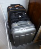 OVERLAND TROLLEY TRAVEL SUITCASE, ANOTHER SUITCASE AND A SILVER CASED SUITCASE (3)