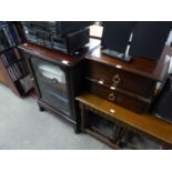 ?STAG? MAHOGANY STEREO CABINET WITH GLAZED DOOR ENCLOSING TWO ADJUSTABLE SHELVES AND TWO ?STAG?