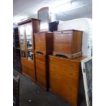 ?STAG? MODERN MAHOGANY BEDROOM SUITE OF SIX PIECES, VIZ A WARDROBE WITH TWO MIRROR DOORS, OVER THREE