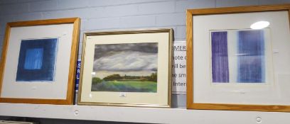 S. BANSHER (MODERN) PASTEL DRAWING ?Storm clouds over Bowden, from Ashley? Signed, titled verso
