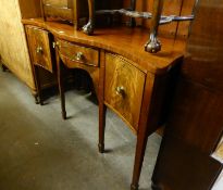 ANTIQUE MAHOGANY SIDEBOARD, HAVING CUPBOARD DOOR, SINGLE DRAWER AND A DEEP DRAWER ON TAPERING LEGS