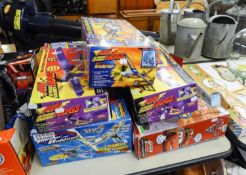 THREE BOXED AIRHOGS OUTDOOR AIRCRAFTS,  A VrROOM Z00M AIRCRAFT (BOXED) AND A FISHER PRICE 'SHAKE N'