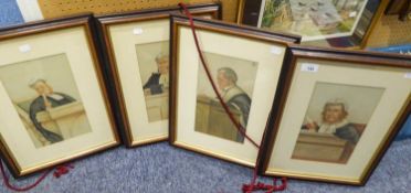 FOUR 'SPY' COLOUR PRINTS OF JUDGES, IN MODERN STAINED AND GILT WOOD FRAMES, 20" X 14 1/2" (50.8cm