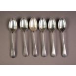 GEORGE VI SET OF SIX SILVER TEA SPOONS, Sheffield 1938, 3oz, (6)