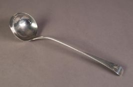 GEORGE III SCOTTISH SILVER SOUP LADLE BY ALEX ZEIGLER, early English pattern, monogrammed, 14 ¼? (