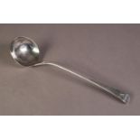 GEORGE III SCOTTISH SILVER SOUP LADLE BY ALEX ZEIGLER, early English pattern, monogrammed, 14 ¼? (