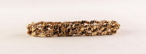 HEAVY 9ct GOLD CHAIN BRACELET, with rope patern flattened curb shaped links, 7 1/4in (18.5cm)