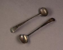 PAIR OF GEORGE III SILVER LONG HANDLED CONDIMENT SPOONS WITH NEWCASTLE ASSAY MARKS, no date