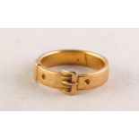 GOOD VICTORIAN ROSE GOLD COLOURED METAL BUCKLE RING, ring size L/M, 4.7 gms