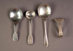THREE PIECES OF WILLIAM IV AND LATER CUTLERY, comprising: FIDDLE PATTERN CONDIMENT SPOON,