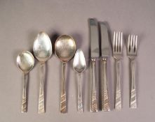 SIXTY PIECE PART TABLE SERVICE OF VINERS ELECTROPLATED CUTLERY, with diagonal floral panels to the