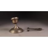 GEORGE V WEIGHTED SILVER CANDLE HOLDER, of typical form, 3 1/8? (8cm) high, Birmingham 1918, a/f,