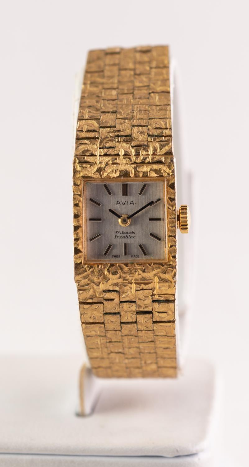 LADY'S AVIA, SWISS, GOLD PLATED BRACELET WATCH with 17 jewels incabloc movement, small square - Image 2 of 6