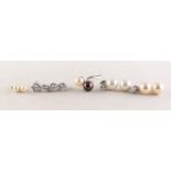 PAIR OF 9ct GOLD STUD EARRINGS, each set with a single cultured pearl; a pair of imitation pearl and