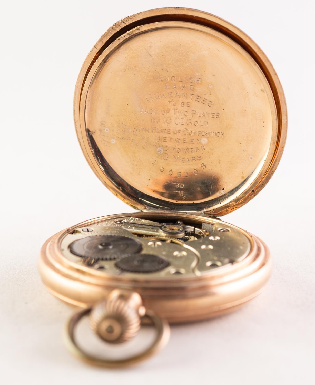 MORATH BROTHERS, LIVERPOOL, ROLLED GOLD FULL HUNTER POCKET WATCH with keyless Swiss movement, - Image 3 of 3