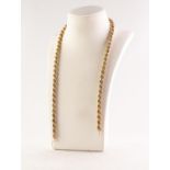 9ct GOLD ROPE CHAIN NECKLACE with ring clasp, 18in (45.7cm) long (chain broken, requires