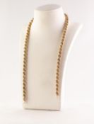 9ct GOLD ROPE CHAIN NECKLACE with ring clasp, 18in (45.7cm) long (chain broken, requires
