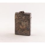 GOOD EDWARDIAN SILVER VESTA BOX, oblong and straight sided with all-over foliate scroll engraving