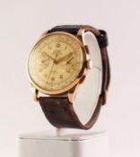 GENT'S CALAN SWISS 18K GOLD CHRONOGRAPH WRISTWATCH with 17 jewels movement, gold coloured circular