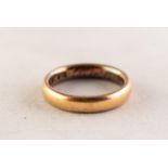 22ct GOLD WEDDING RING, inscribed and dated 1925, ring size i, 5.6 gms