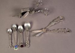 PAIR OF ELECTROPLATED GRAPE SCISSORS with Rococo border, together with a PAIR OF SCISSOR PATTERN