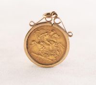 VICTORIAN 1893 GOLD HALF SOVEREIGN, with George and the Dragon, in a 9ct GOLD LOOSE MOUNT AS