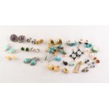 6 PAIRS OF SILVER AND STONE SET EARRINGS AND 20 PAIRS OF COSTUME EARRINGS (some lack butterfly