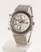 GENT'S SEIKO QUARTZ ALARM CHRONOGRAPH, model 7732 6e4L D2, the circular silvered dial having date