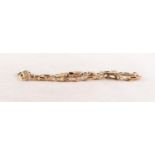 9ct GOLD CHAIN BRACELET with alternate fancy scroll pattern link, trigger clasp, 7 1/2in (19cm)