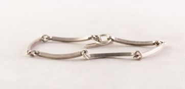 N.E. FROM, DENMARK, STERLING SILVER BRACELET, with six long, curved square section bar links, bar