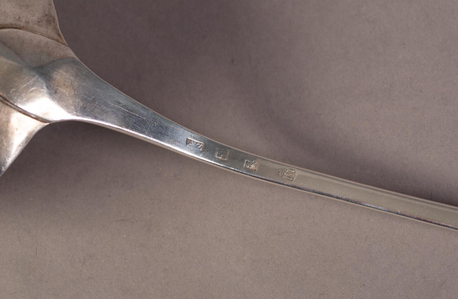 GEORGE III SCOTTISH SILVER SOUP LADLE BY ALEX ZEIGLER, early English pattern, monogrammed, 14 ¼? ( - Image 2 of 2