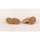 PAIR OF 9ct GOLD PLAIN DOUBLE OVAL CUFFLINKS, London 1918, 5.2 gms