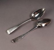 PAIR OF GEORGE III SILVER FIDDLE PATTERN TABLE SPOONS, initialled, 8 ¼? (21cm) long, London 1803,