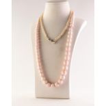 SINGLE STRAND NECKLACE OF GRADUATED CULTURED PEARLS, with silver and marcasite clasp, 15in (38.