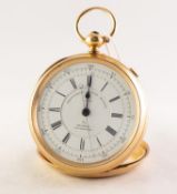 THOMAS RUSSELL, LIVERPOOL, VICTORIAN 18ct FOLD CENTRE SECOND CHRONOGRAPH, No 74228/C OPEN FACED