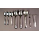 FIVE GEORGE III AND LATER SILVER SPOONS, including TWO BY JOHNATHAN HAYNE, London 1809 and 1812