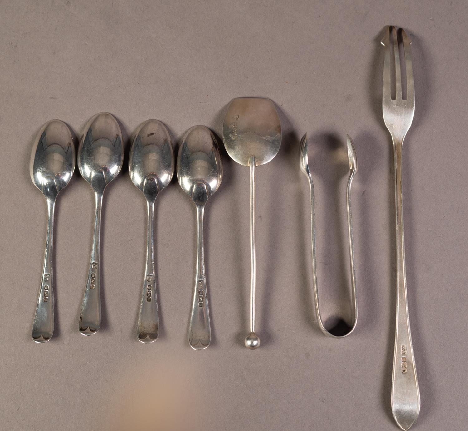 SEVEN PIECES OF EDWARD VII AND LATER SILVER CUTLERY, comprising: PICKLE FORK by Edward Viner, - Image 2 of 2