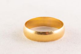 EDWARDIAN 22ct GOLD BROAD WEDDING RING, Birmingham 1906, 2.5gms, ring size L/M