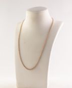 9ct GOLD FINE CHAIN NECKLACE, with ring clasp, 16 1/2" long (42cm), 3.4gms