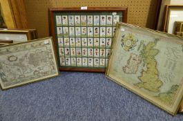 LOOSE MOUNTED FULL SET OF WILLS ?RUGBY INTERNATIONALS? CIGARETTE CARDS, framed and glazed, 18 ½? x