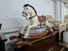 A TRIANG SHARNA TOYS BRONCO ROCKING HORSE, ON CURVED ROCKERS