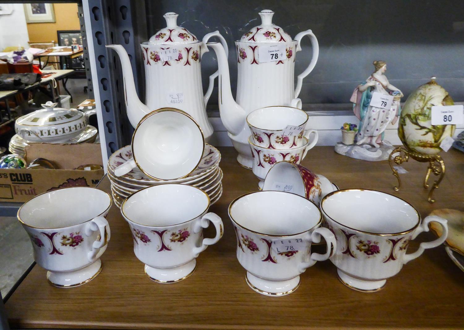 A PAIR OF POST-WAR 'BERKSHIRE' CAFE-AU-LAIT POTS, ALSO A SET OF EIGHT CUPS AND SAUCERS MATCHING, AND
