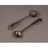 PAIR OF GEORGE III SILVER LONG HANDLED CONDIMENT SPOONS WITH NEWCASTLE ASSAY MARKS, no date