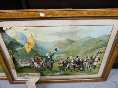 EARLY TWENTIETH  CENTURY LARGE CHROMOLITHOGRAPHIC PRINT ENTITLES 'HIGHLAND GATHERING - LOCH