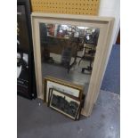 * A RECTANGULAR WALL MIRROR IN GREY CAVETTO FRAME