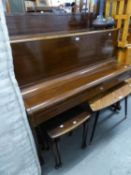 BURLING & MANSFIELD UPRIGHT PIANOFORTE, with iron frame and overstrung, in mahogany case, 53"