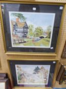 AFTER DREMOTT, PAIR OF COLOUR PRINTS OF WATERCOLOUR DRAWINGS, 'WORSLEY COURTHOUSE', AND 'NETHER