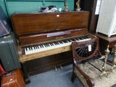 CRANE & SONS, UPRIGHT PIANOFORTE, with wood frame and straight string, in mahogany case, 53" wide,