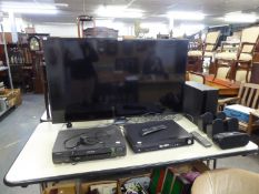 SAMSUNG LARGE FLAT SCREEN TELEVISION, 50?, PLUS DVD PLAYER, VIDEO RECORDER AND REMOTE SPEAKERS